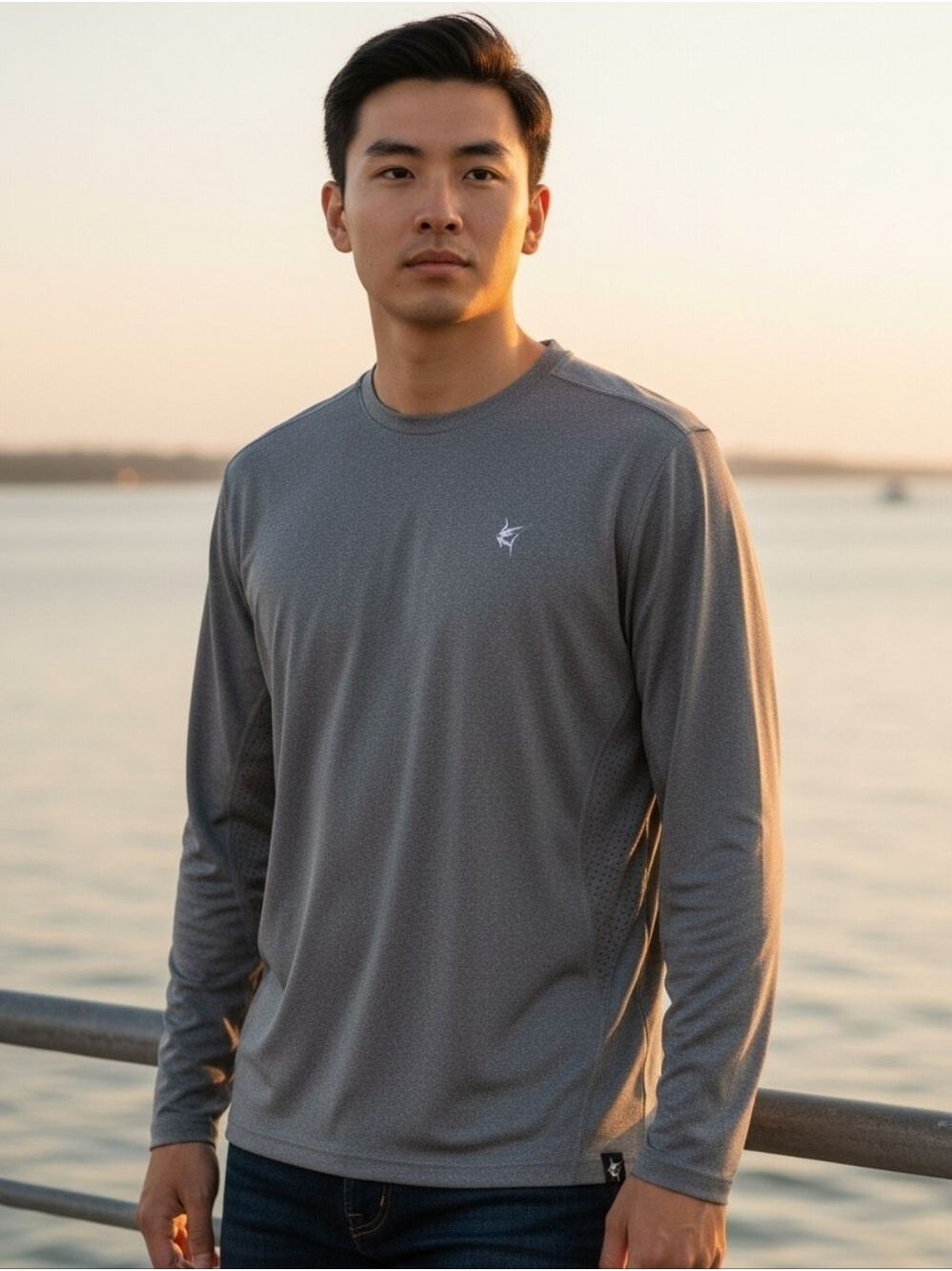 White Water Long Sleeve Crewneck Shirt Large #LS2